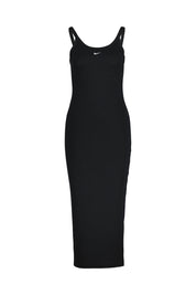 Schlauchkleid gerippt Midi - 010-BLACK/SAIL - Schwarz