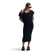 Schlauchkleid gerippt Midi - 010-BLACK/SAIL - Schwarz