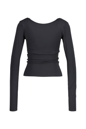 Langarmshirt mit Rückenausschnitt - 010-BLACK/PCG3C - Schwarz