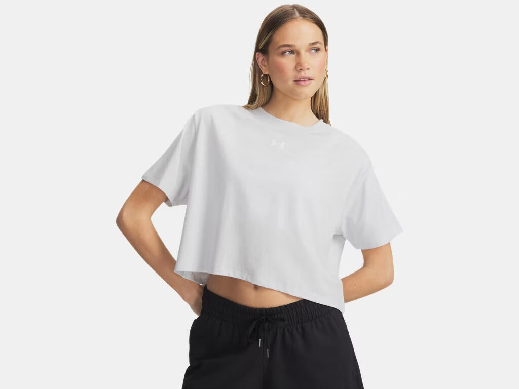 T-Shirt cropped aus Baumwollmix - 023-DISTANT GRAY MEDIUM HEATHE - Blau