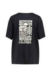 T-Shirt Oversized Fit aus Baumwolle - 014-Black, Floral Groove - Schwarz