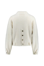 Strickjacke mit aufliegendem Kragen - Blanc - Creme