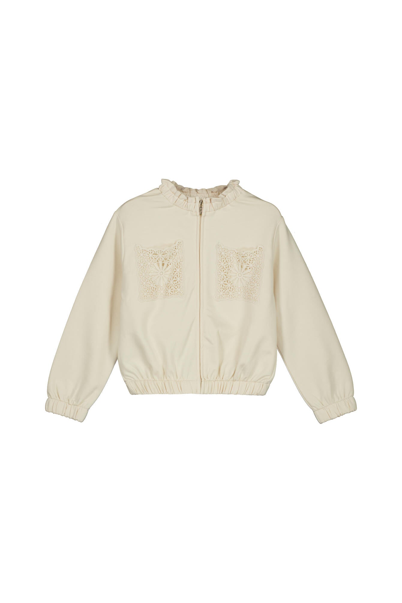 Sweatshirtjacke mit Rüschendetails - 088 Mandel - Beige