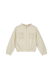 Sweatshirtjacke mit Rüschendetails - 088 Mandel - Beige