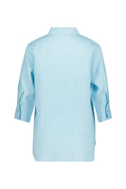 Hemdbluse aus Leinen - Aqua - Blau