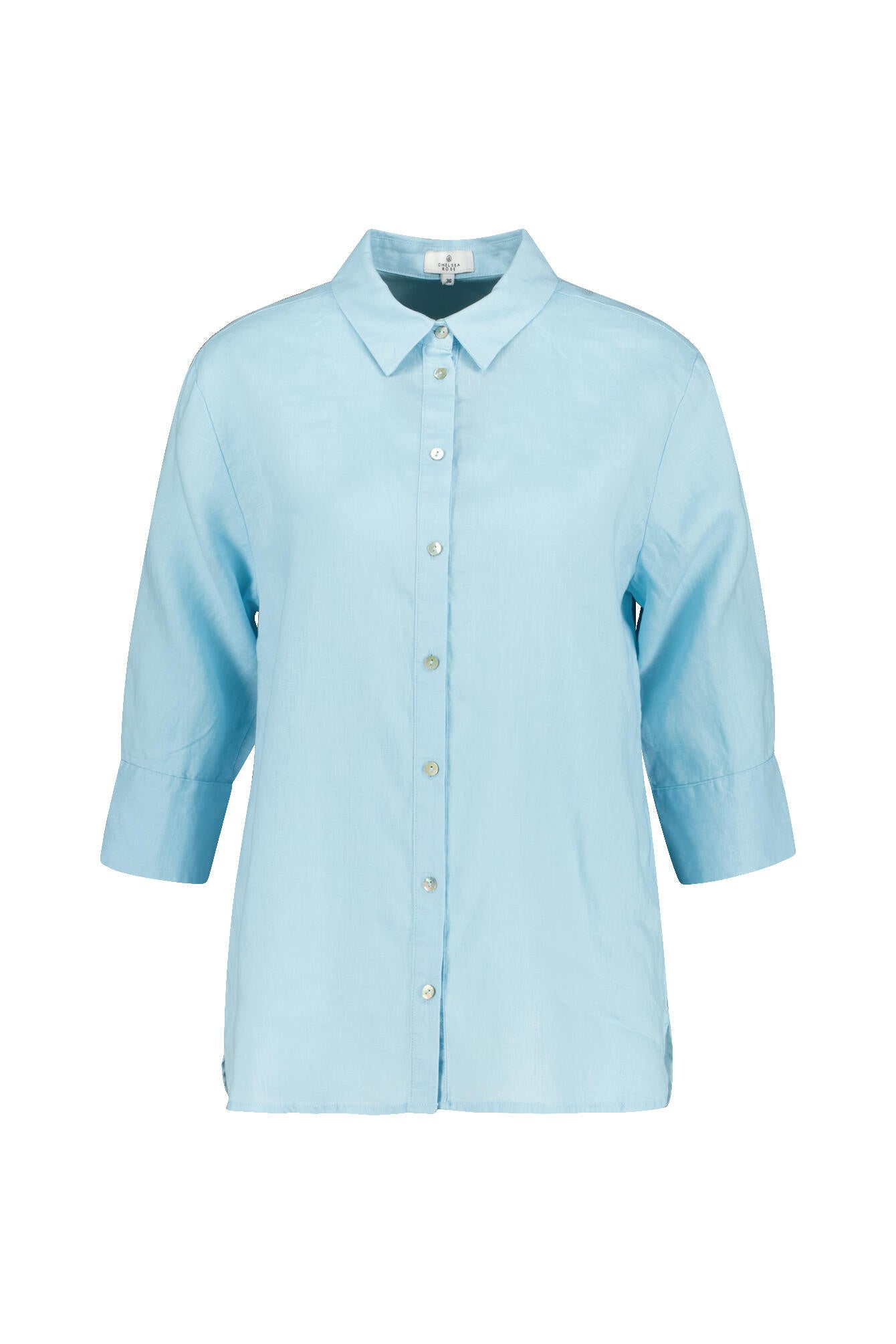 Hemdbluse aus Leinen - Aqua - Blau