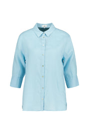 Hemdbluse aus Leinen - Aqua - Blau