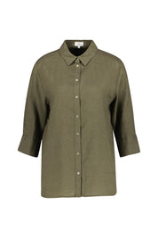Hemdbluse aus Leinen - Khaki - Khaki