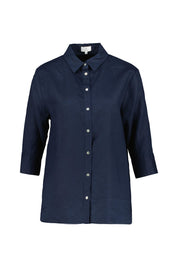 Hemdbluse aus Leinen - Navy - Blau
