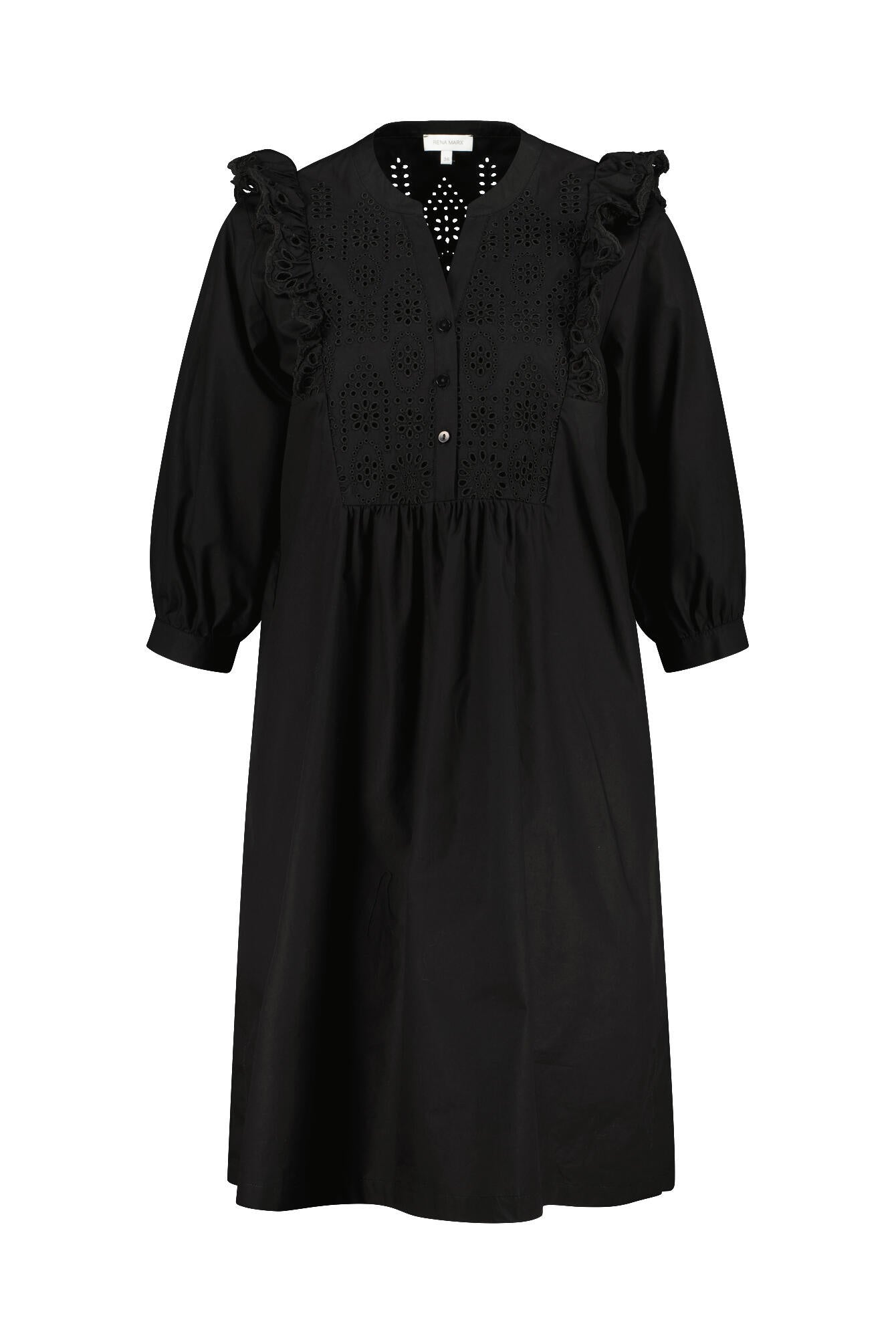 Blusenkleid mit romantischen Details - Schwarz - Schwarz