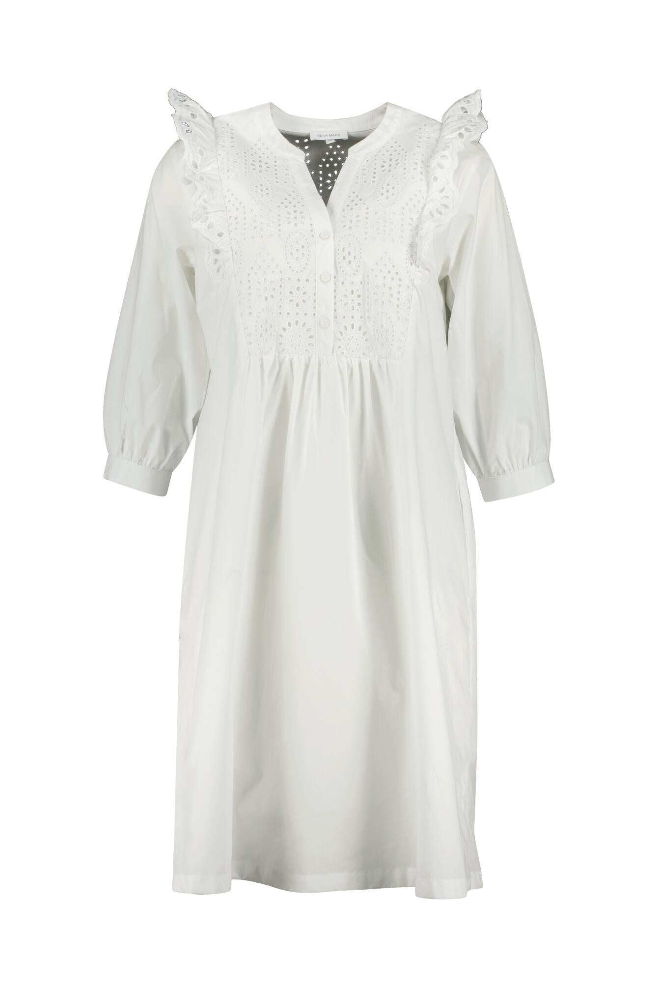 Blusenkleid mit romantischen Details - Weiss - Weiß