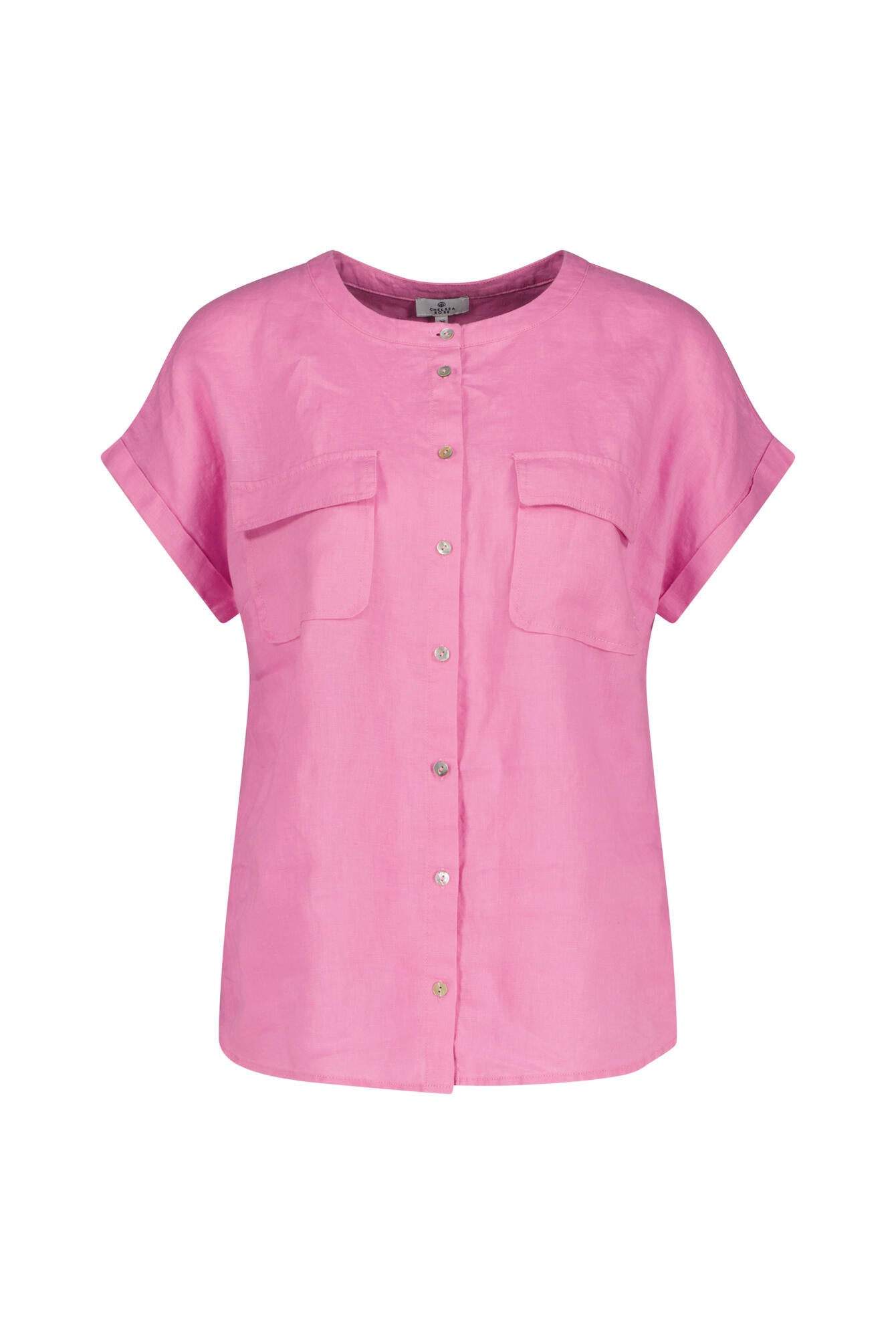 Leinenshirt mit aufgesetzten Brusttaschen - Pink - Pink