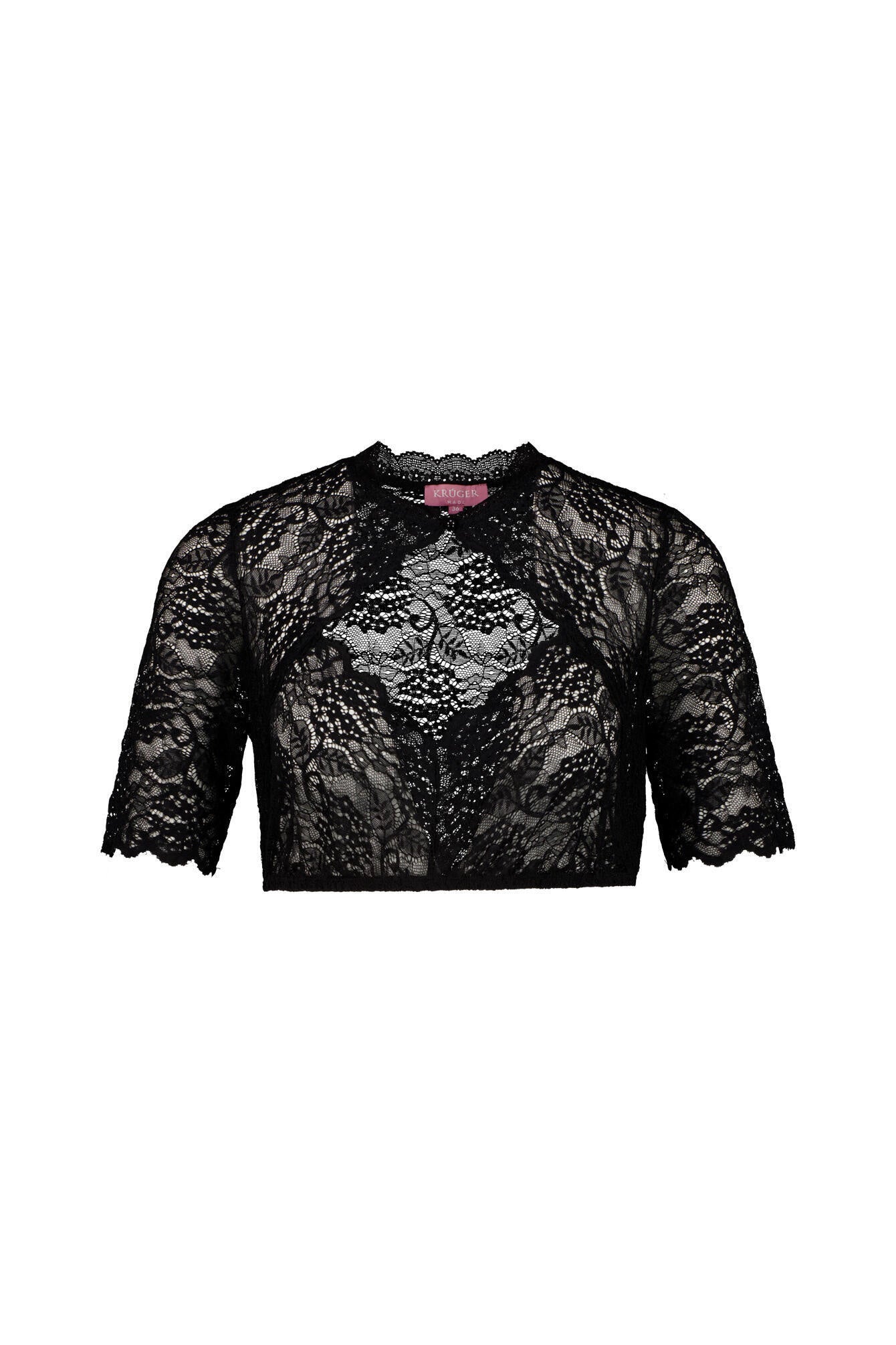 Dirndlbluse mit Spitzen-Details - 0004 Schwarz - Schwarz