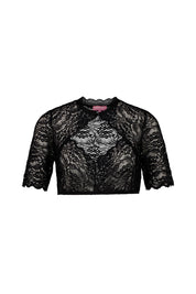 Dirndlbluse mit Spitzen-Details - 0004 Schwarz - Schwarz