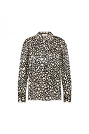 Gemusterte Bluse aus Viskose - 0067 Black/Creme Brüle - Schwarz | Weiß