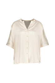 Kurzärmelige Bluse aus Seide - 215 Alabaster - Creme