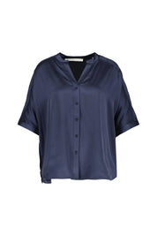 Kurzärmelige Bluse aus Seide - 898 Marino - Blau