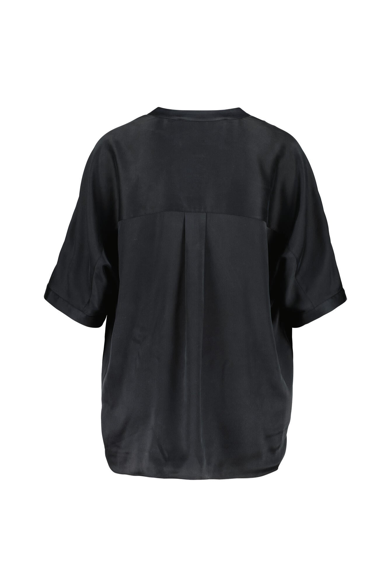 Kurzärmelige Bluse aus Seide - 999 Black - Schwarz