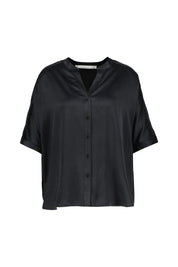 Kurzärmelige Bluse aus Seide - 999 Black - Schwarz
