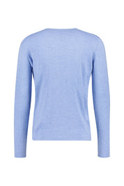 Langarmshirt aus Baumwolle - 832 Clear Blue Melange - Blau