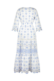 Sommerkleid Maxi aus Baumwolle - Bianco - Blau
