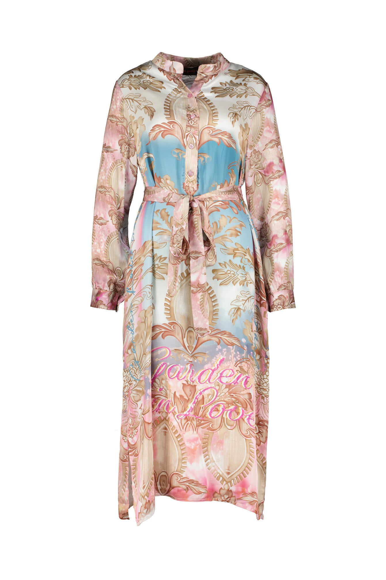 Hemdblusenkleid aus Viskose-Satin - 1 Multicolor - Rosa