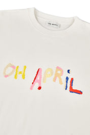 Sweatshirt Oversized aus Baumwolle - Varied Oh April - Weiß