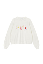 Sweatshirt Oversized aus Baumwolle - Varied Oh April - Weiß