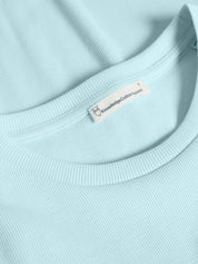 T-Shirt aus Rippstrick - 1480 Aqua - Blau