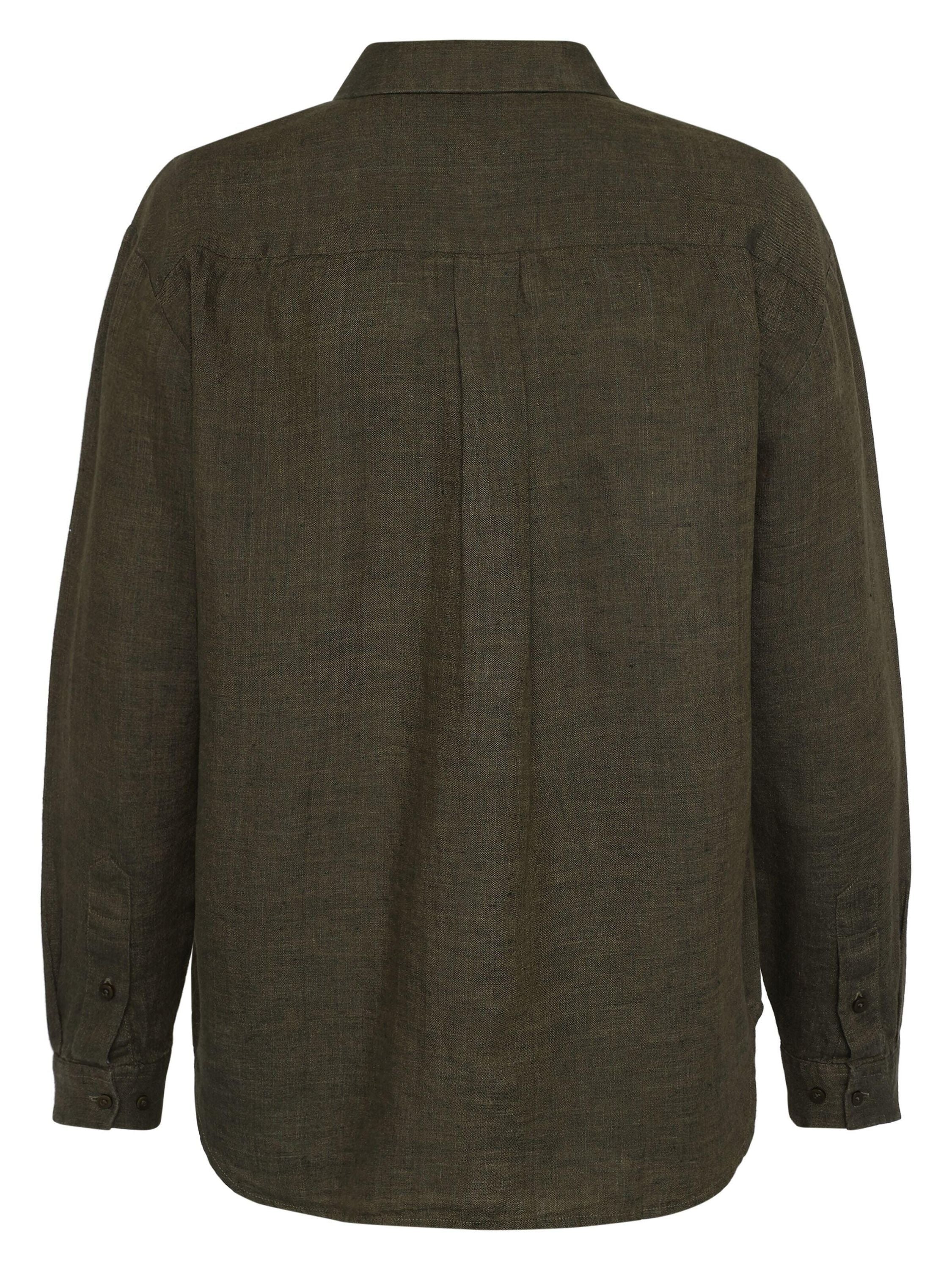 Leinenbluse Loose Fit - 1068 Burned Olive - Grün