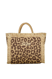 Colette-Handtasche in Strohoptik - Leopard 18 EMB - Beige