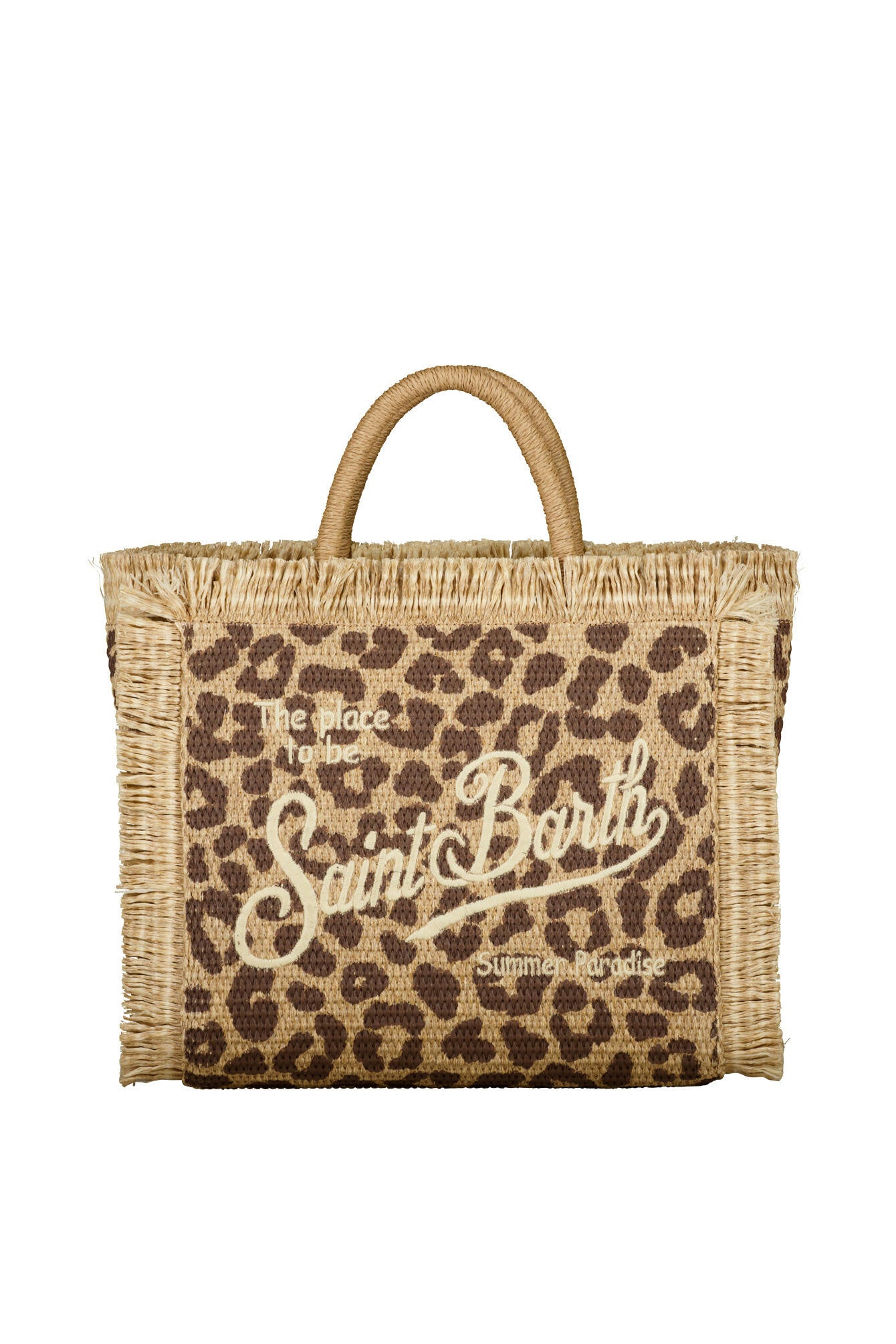 Colette-Handtasche in Strohoptik - Leopard 18 EMB - Beige