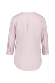 Leinenbluse mit V-Ausschnitt - Rose - Rosa