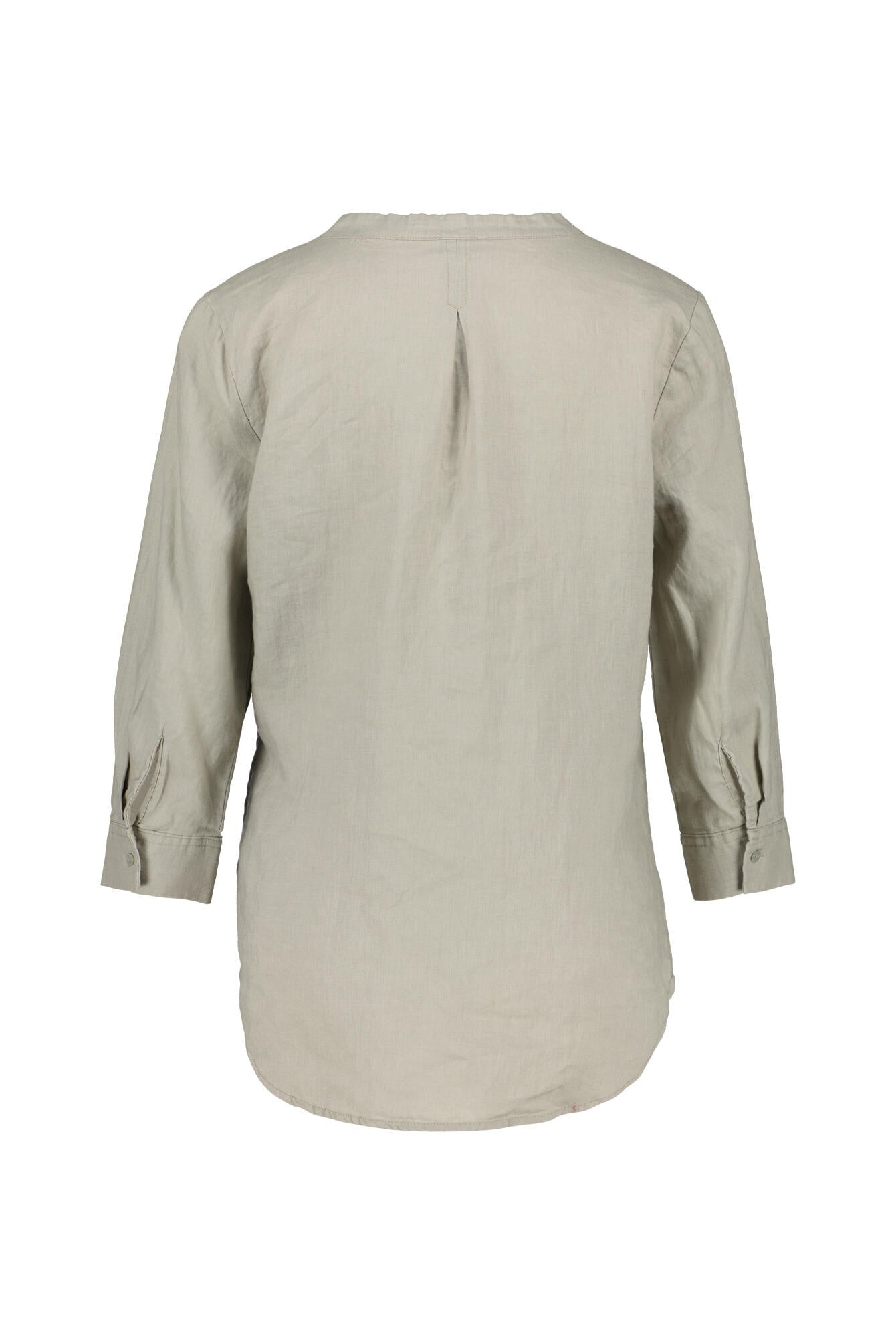 Leinenbluse mit V-Ausschnitt - Schilf - Beige