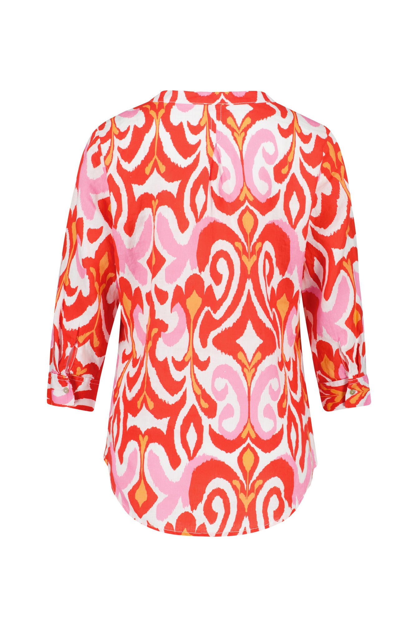 Leinenbluse mit V-Ausschnitt - Ethno Red - Rot