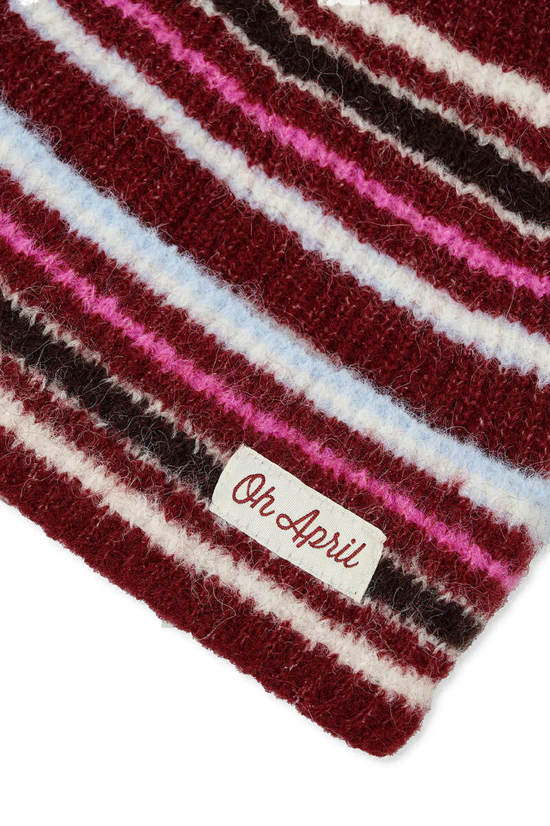 Strickmütze gestreift - Merlot Stripe - Rot