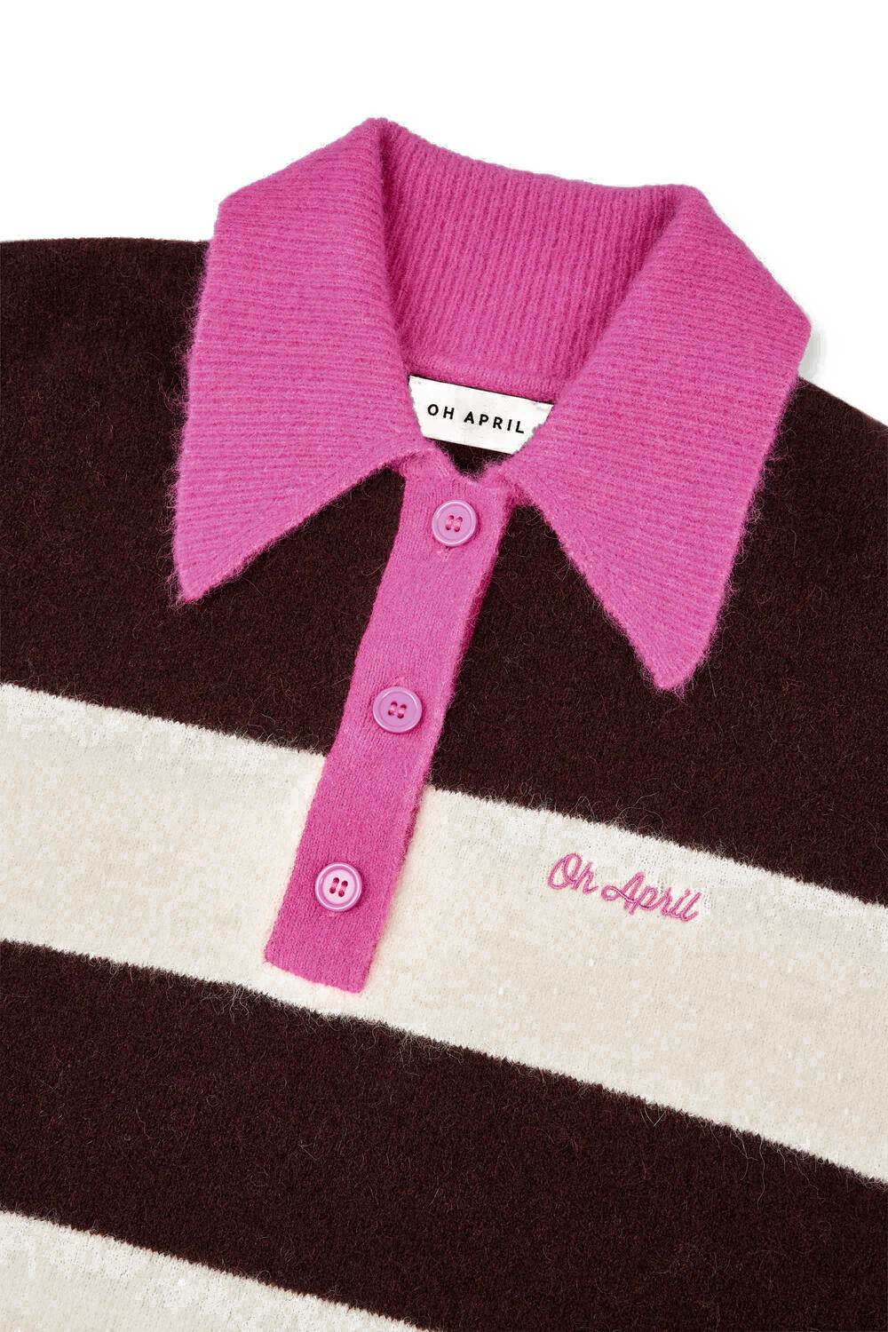 Strick-Poloshirt MAYA - Truffle Stripe - Braun