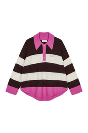 Strick-Poloshirt MAYA - Truffle Stripe - Braun