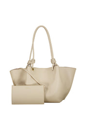 Schultertasche aus Leder - N64 Sandshell - Beige