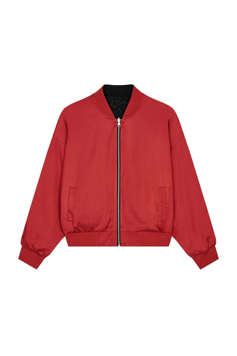 Wendejacke-Bomberjacke ELIN aus Viskose - Leo Black - Schwarz