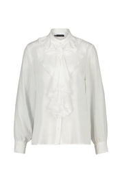 Volantbluse aus Viskose - 002 Weiss - Weiß