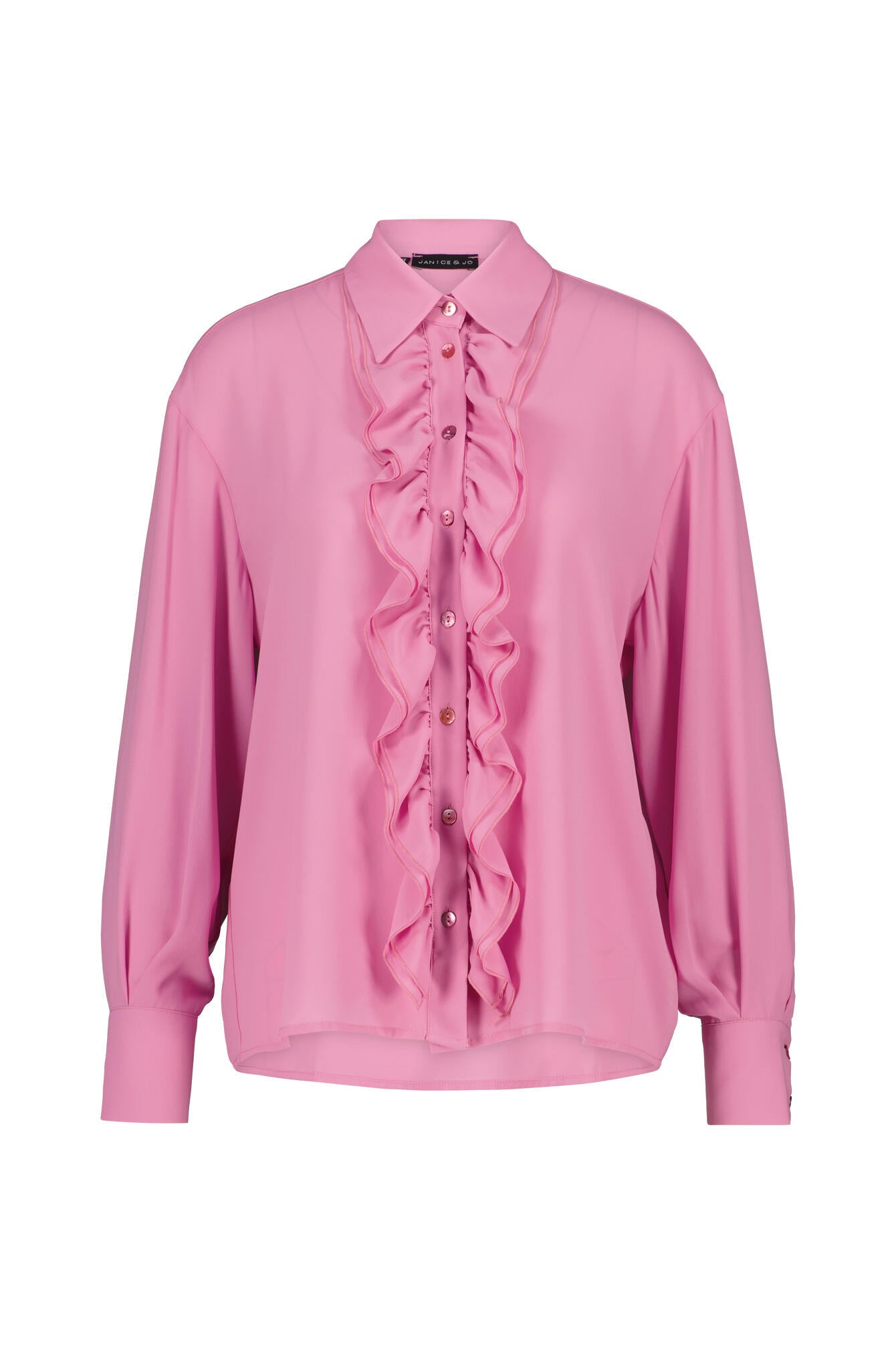 Volantbluse aus Viskose - 063 Rosa - Rosa