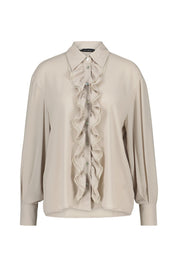 Volantbluse aus Viskose - 007 Stone - Beige