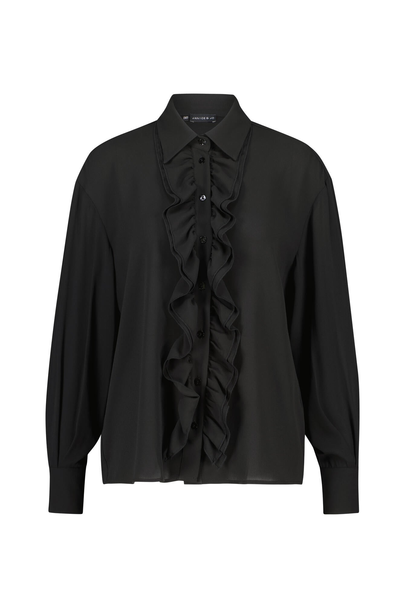 Volantbluse aus Viskose - 250 Schwarz - Schwarz