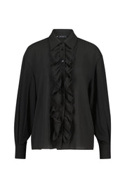 Volantbluse aus Viskose - 250 Schwarz - Schwarz