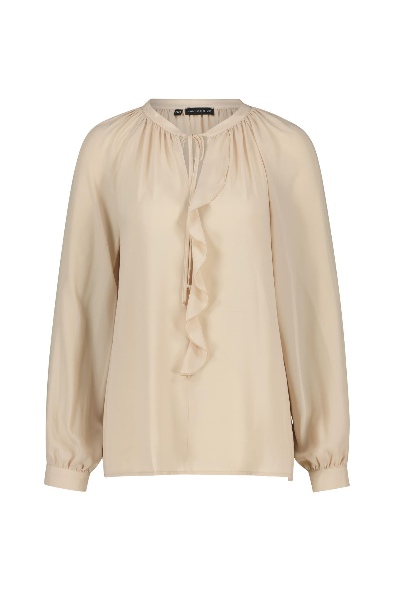 Schluppenbluse ELENA aus feinem Crêpe - 004 Beige - Beige