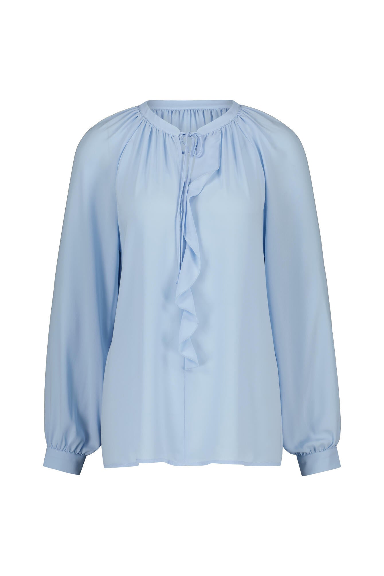 Schluppenbluse ELENA aus feinem Crêpe - 213 Hellblau - Blau