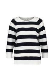 Strickpullover aus Bio-Baumwolle - 113 White Navy - Blau