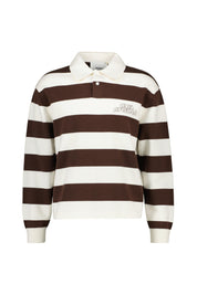 Polosweatshirt REY aus Baumwollmix - White Dark Brown - Braun