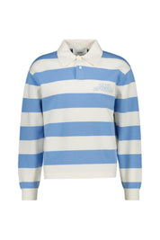 Polosweatshirt REY aus Merinowollmix - White/Light blue - Blau